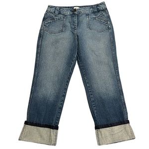 Calvin Klein Women's Blue Mid Rise Cuffed Hem Denim Capri Size 8